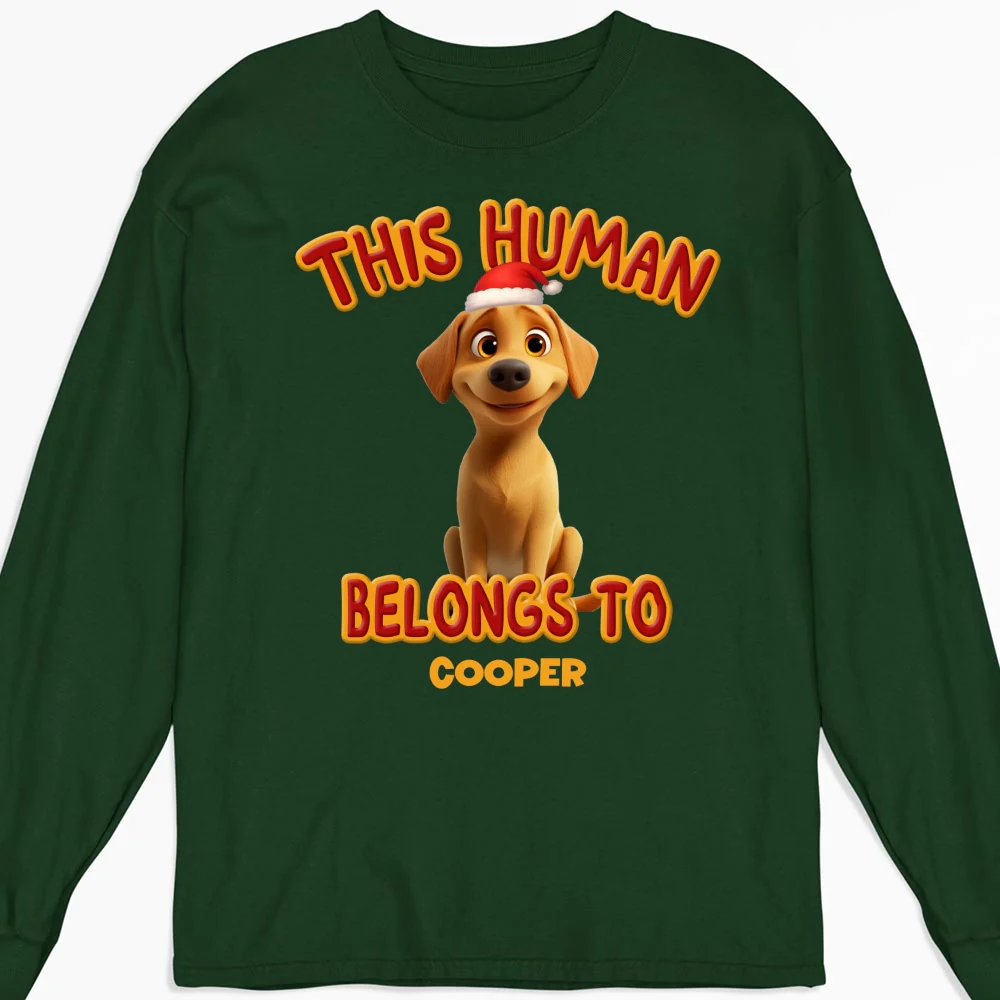 This Human Belongs To Lovely Dog Christmas - Personalized Custom Long Sleeve T-Shirt - Image 5