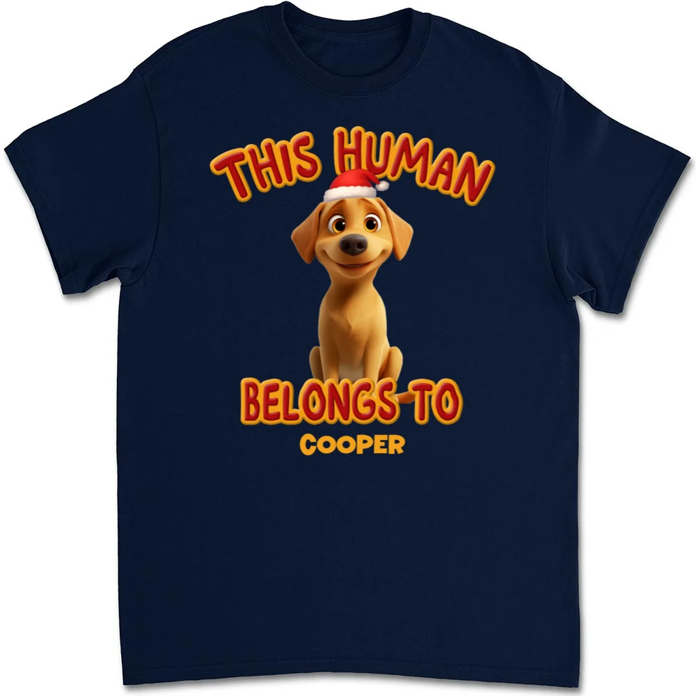 This Human Belongs To Lovely Dog Christmas - Personalized Custom Unisex T-Shirt - Image 4