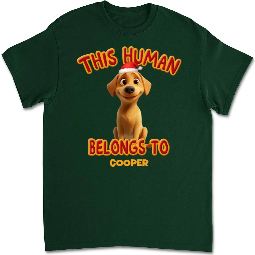 This Human Belongs To Lovely Dog Christmas - Personalized Custom Unisex T-Shirt - Image 5