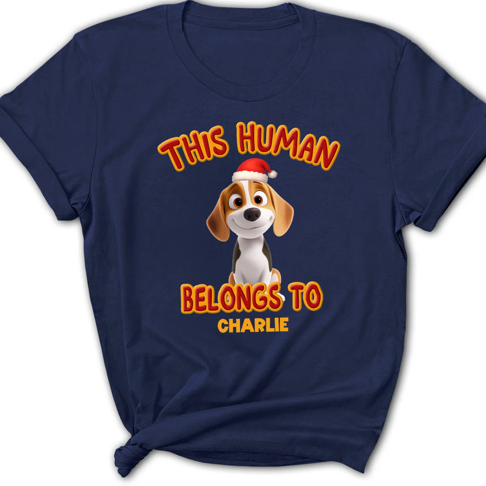 This Human Belongs To Lovely Dog Christmas - Personalized Custom Women's T-Shirt