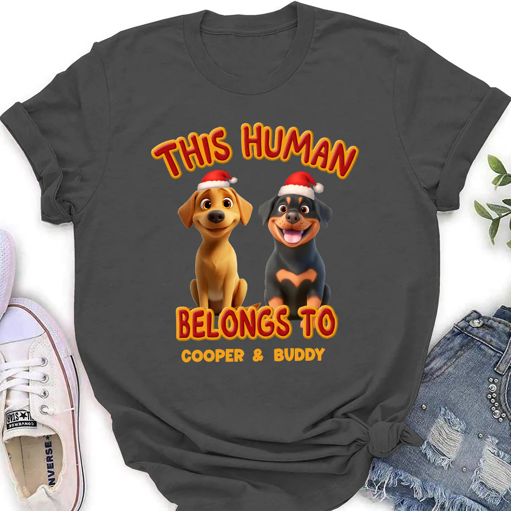 This Human Belongs To Lovely Dog Christmas - Personalized Custom Women's T-Shirt - Image 2