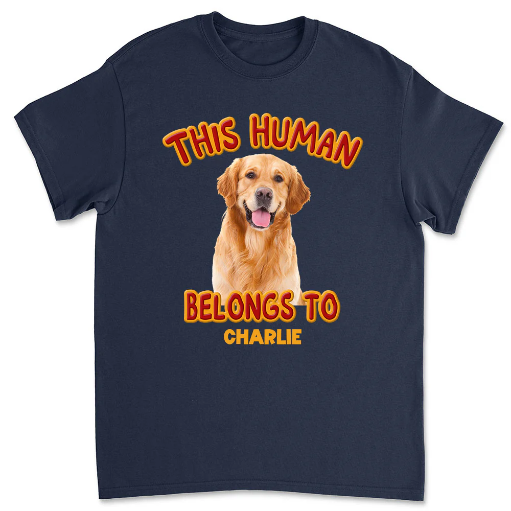 This Human Belongs To Lovely Dog Christmas Photo - Personalized Custom Unisex T-Shirt