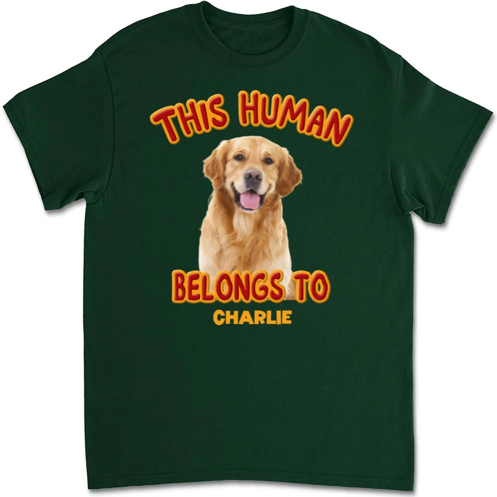 This Human Belongs To Lovely Dog Christmas Photo - Personalized Custom Unisex T-Shirt - Image 5