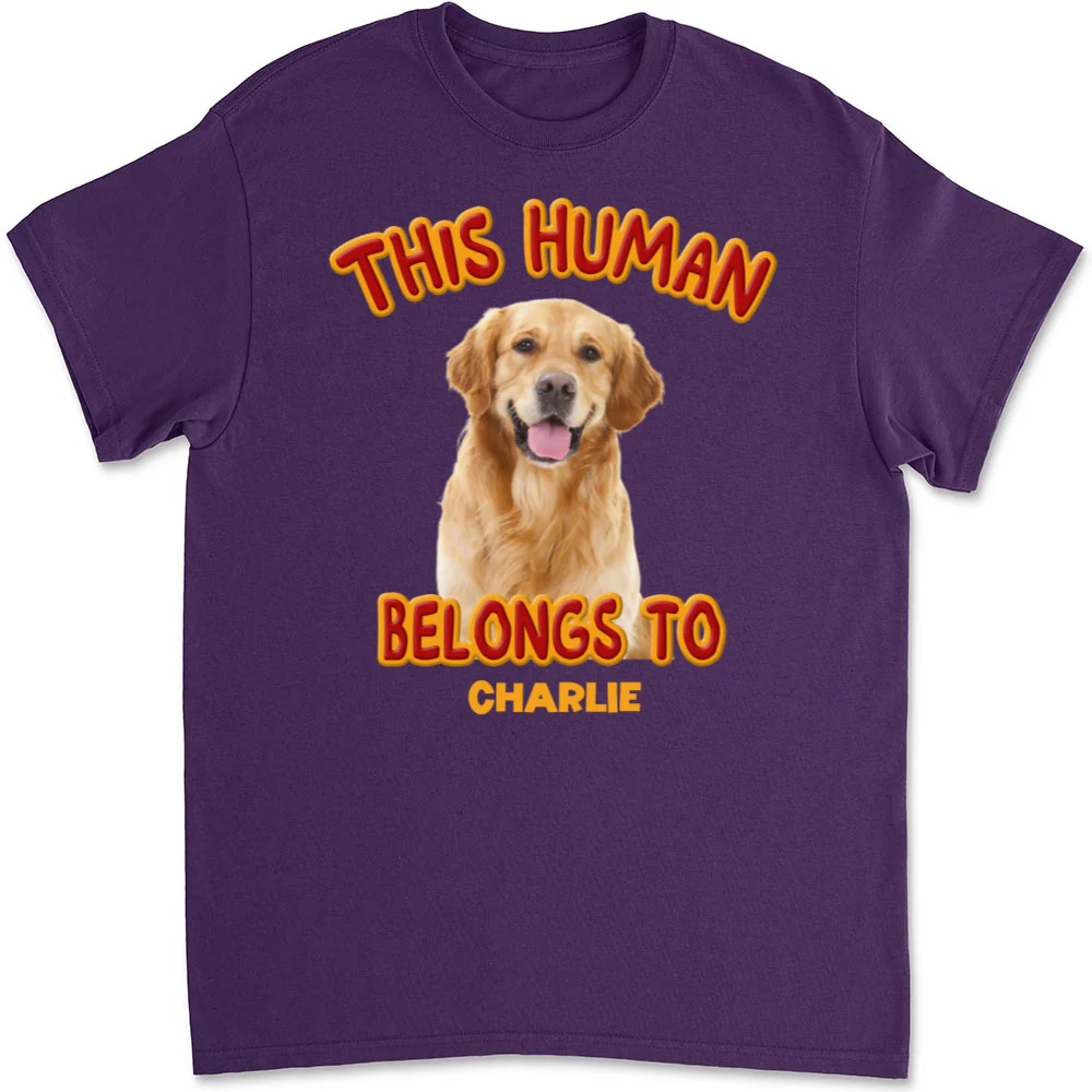This Human Belongs To Lovely Dog Christmas Photo - Personalized Custom Unisex T-Shirt - Image 6