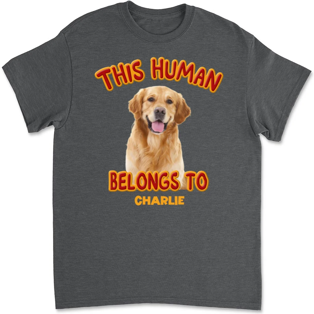 This Human Belongs To Lovely Dog Christmas Photo - Personalized Custom Unisex T-Shirt - Image 7