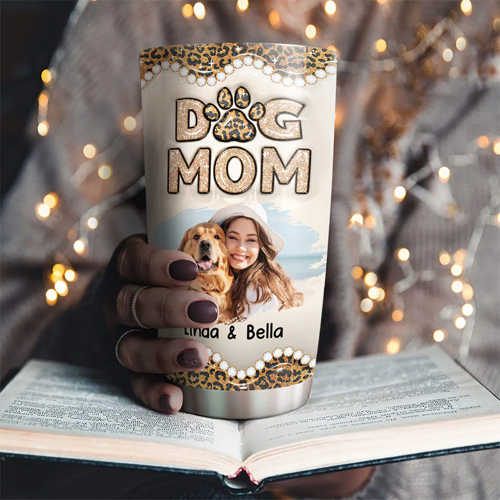 This Is My Dog Mom Photo - Personalized Custom 3D Inflated Effect Tumbler - Image 2