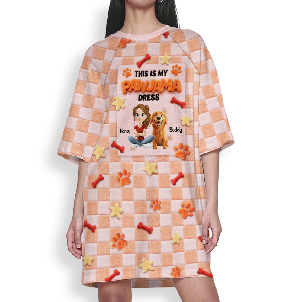This Is My Stuffy Pawjama - Personalized Custom 3/4 Sleeve Dress
