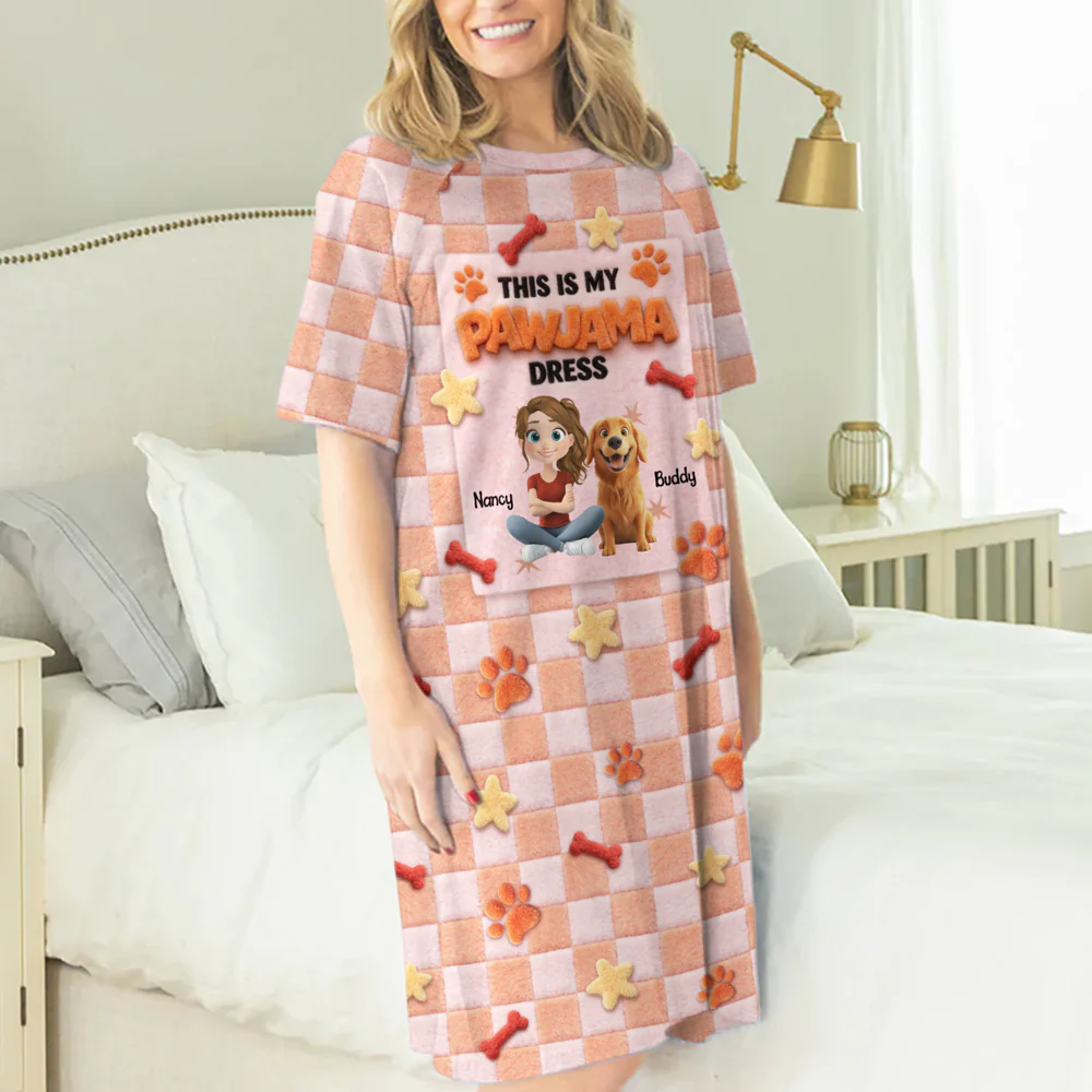 This Is My Stuffy Pawjama - Personalized Custom 3/4 Sleeve Dress - Image 3