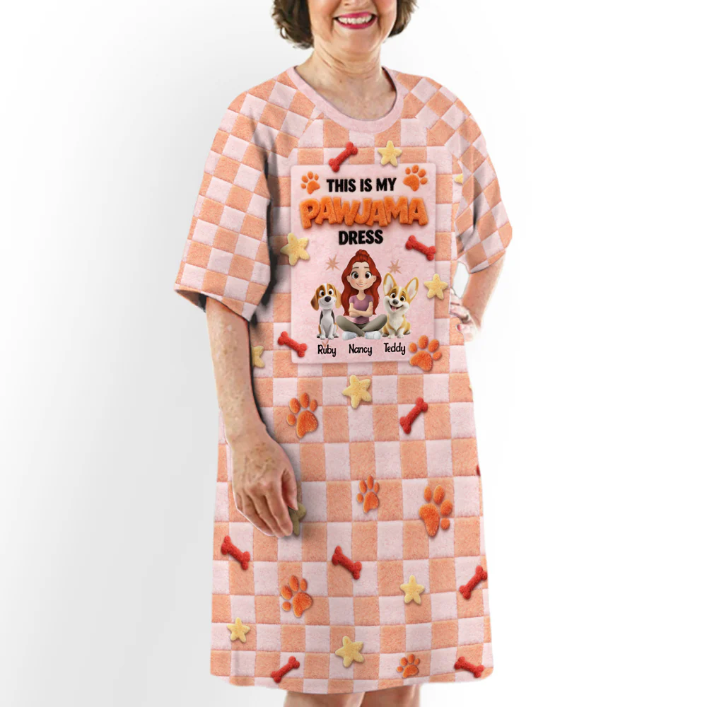 This Is My Stuffy Pawjama - Personalized Custom 3/4 Sleeve Dress - Image 4