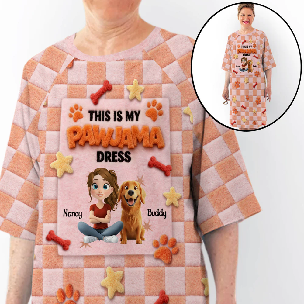 This Is My Stuffy Pawjama - Personalized Custom 3/4 Sleeve Dress - Image 5