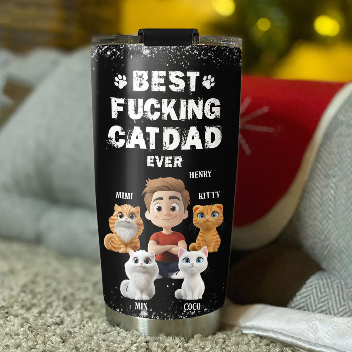 This Is The Best Cat Dad - Personalized Custom Tumbler - Image 3