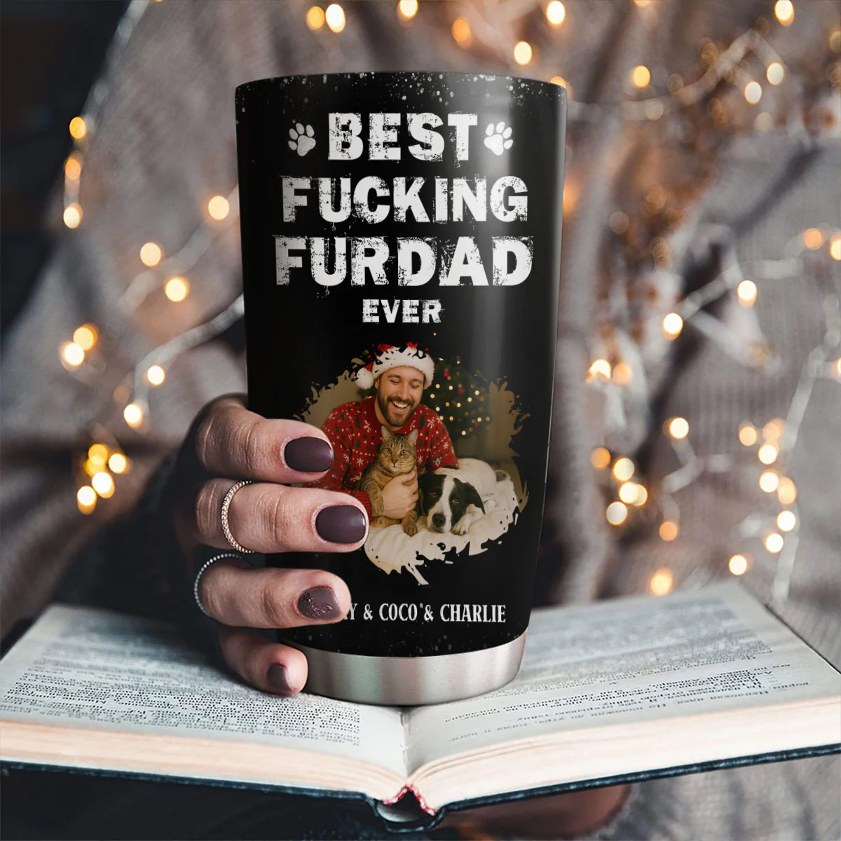 This Is The Best Fur Dad Photo - Personalized Custom Tumbler - Image 2