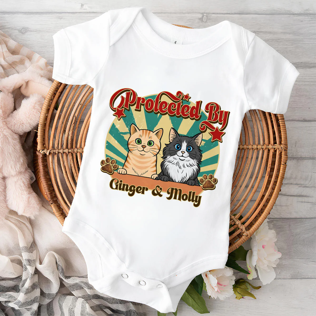 This Tiny Human Is Mine Cat Version - Personalized Custom Baby Onesie - Image 2