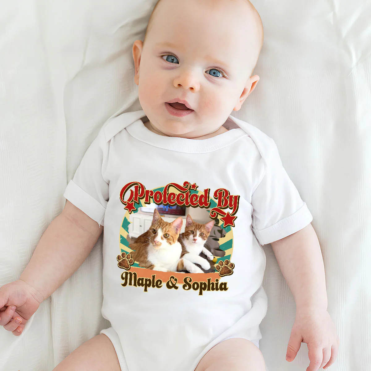 This Tiny Human Is Mine Cat Version Photo - Personalized Custom Baby Onesie - Image 5