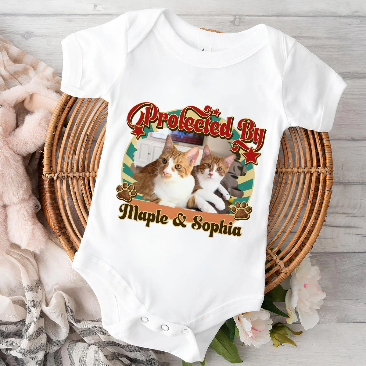 This Tiny Human Is Mine Pet Version Photo - Personalized Custom Baby Onesie - Image 3