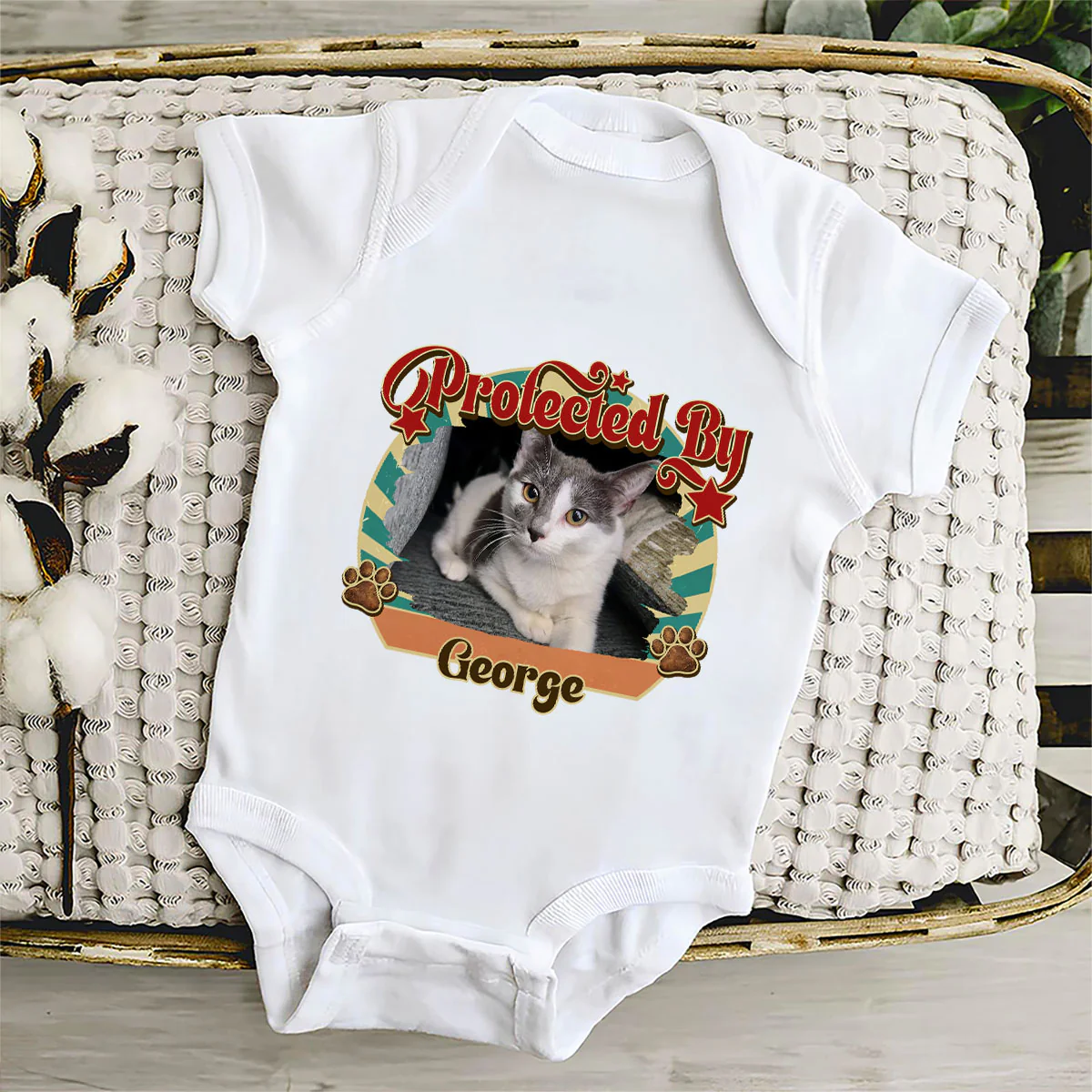 This Tiny Human Is Mine Pet Version Photo - Personalized Custom Baby Onesie - Image 4
