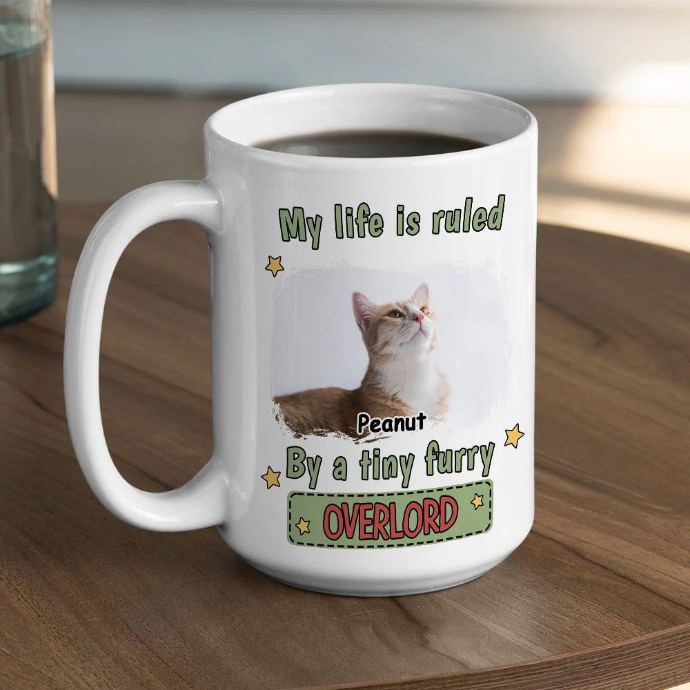 Tiny Cat Ruler Photo - Personalized Custom Coffee Mug - Image 4