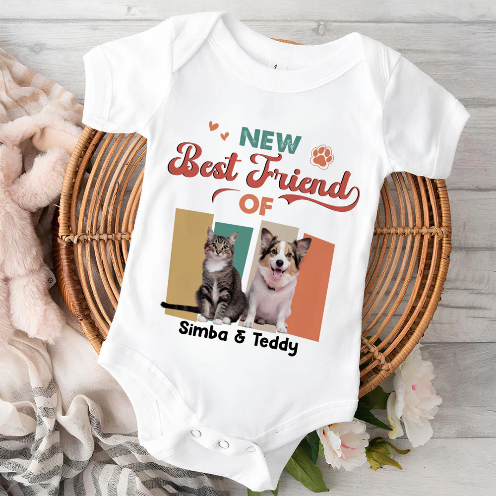Tiny Hands Big Paws Photo - Personalized Custom Baby Onesie - Image 2