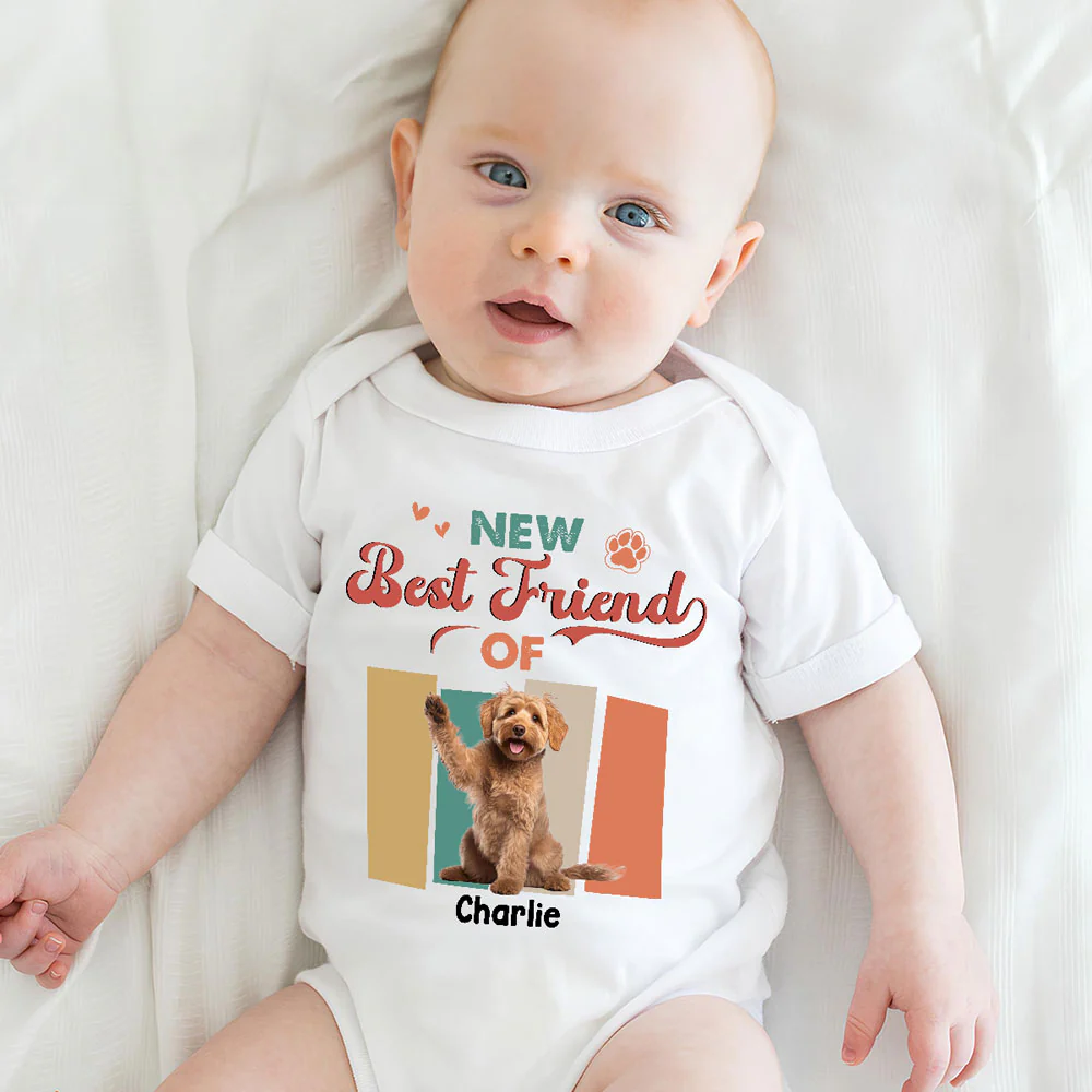Tiny Hands Big Paws Photo - Personalized Custom Baby Onesie - Image 5