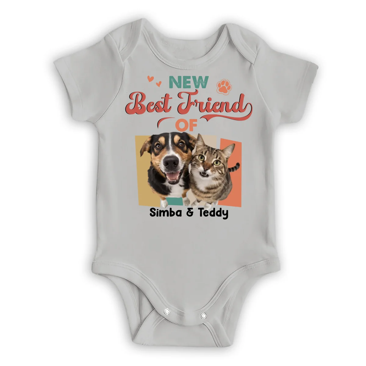 Tiny Hands Big Paws Photo - Personalized Custom Baby Onesie - Image 8