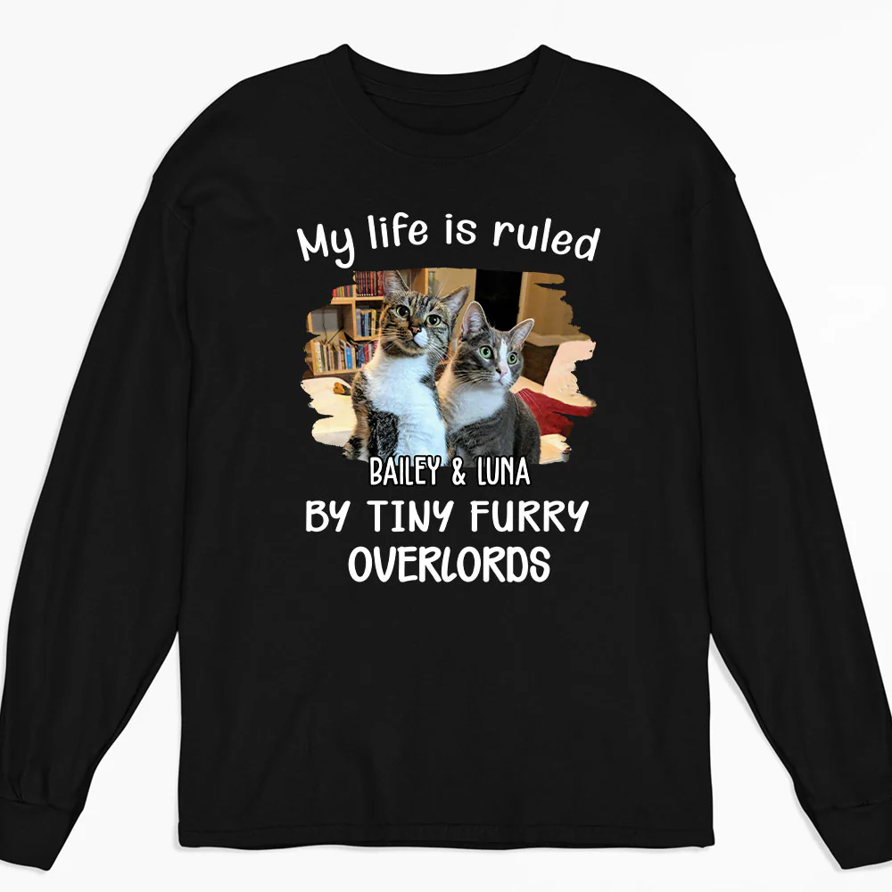 Tiny Overlords Chunky Cat Photo - Personalized Custom Long Sleeve T-shirt