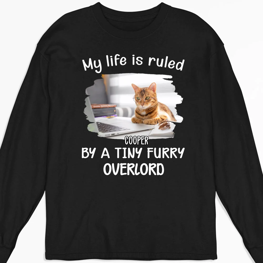 Tiny Overlords Chunky Cat Photo - Personalized Custom Long Sleeve T-shirt - Image 3