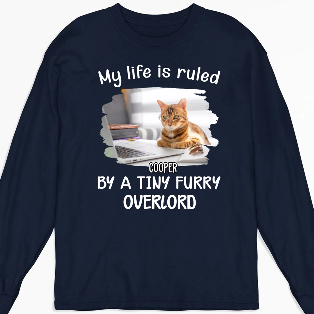 Tiny Overlords Chunky Cat Photo - Personalized Custom Long Sleeve T-shirt - Image 4