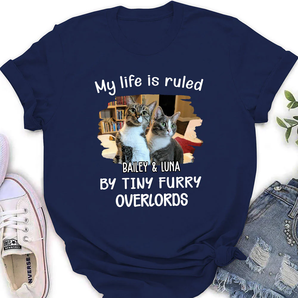 Tiny Overlords Chunky Cat Photo - Personalized Custom Women's T-shirt - Image 2