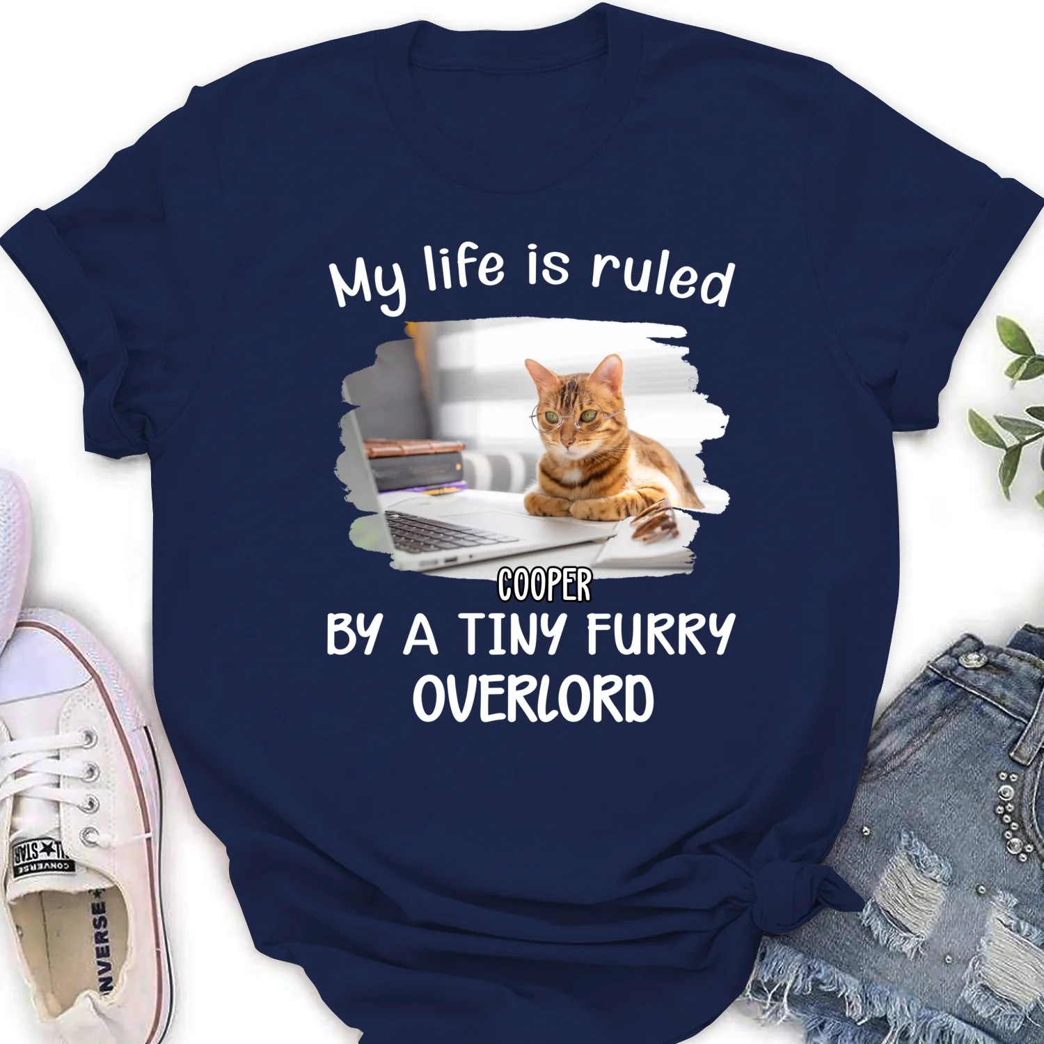 Tiny Overlords Chunky Cat Photo - Personalized Custom Women's T-shirt - Image 4