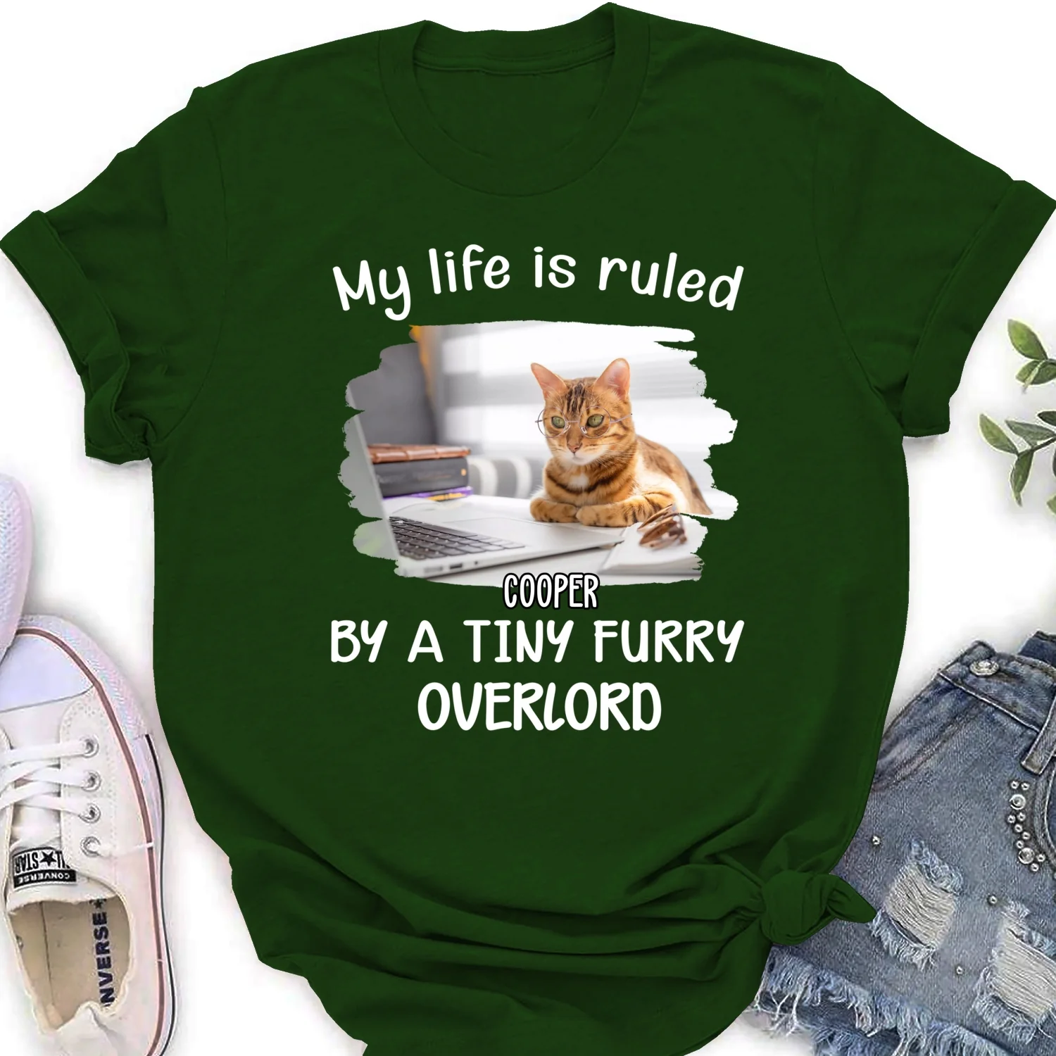 Tiny Overlords Chunky Cat Photo - Personalized Custom Women's T-shirt - Image 5