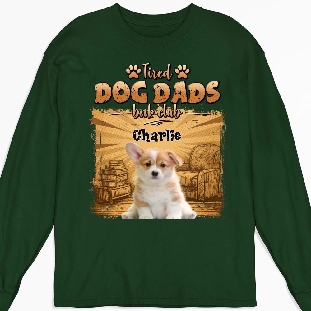 Tired Dog Moms Book Club Photo - Personalized Custom Long Sleeve T-Shirt - Image 4