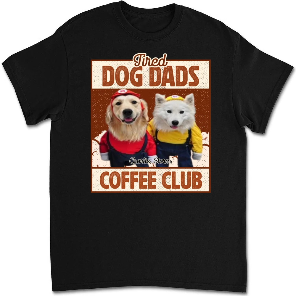 Tired Dog Parents Coffee Club Photo - Personalized Custom Unisex T-Shirt - Image 5