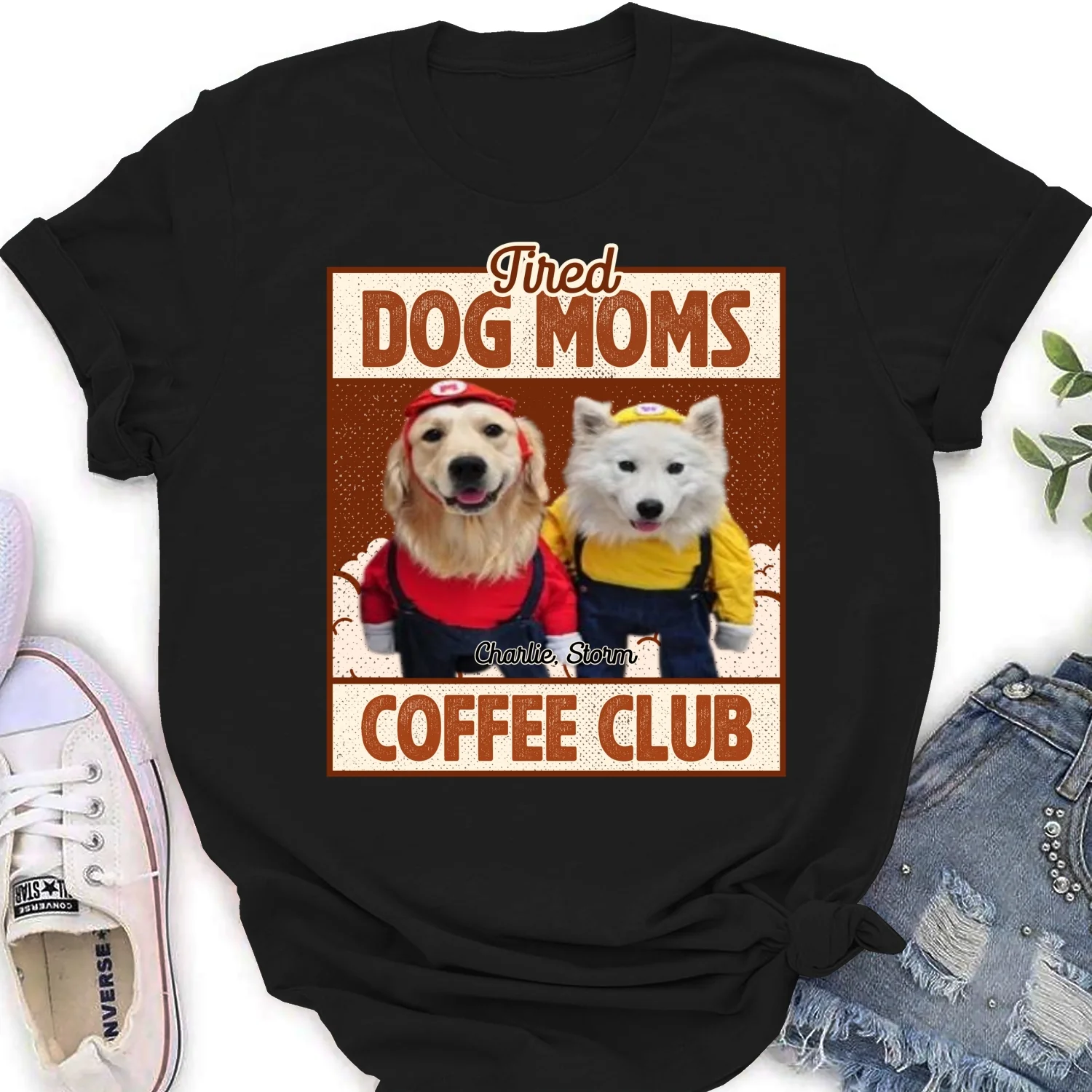 Tired Dog Parents Coffee Club Photo - Personalized Custom Women's T-Shirt