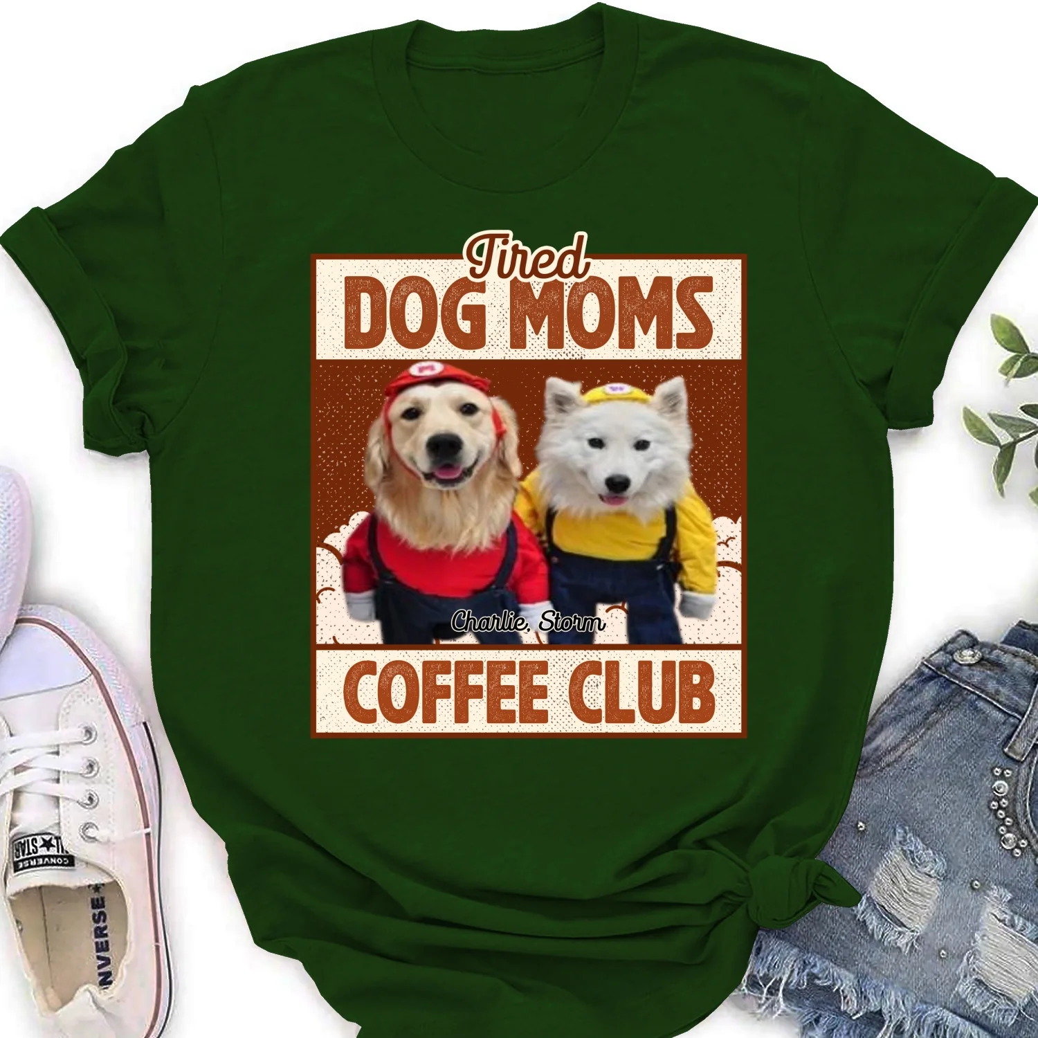 Tired Dog Parents Coffee Club Photo - Personalized Custom Women's T-Shirt - Image 3