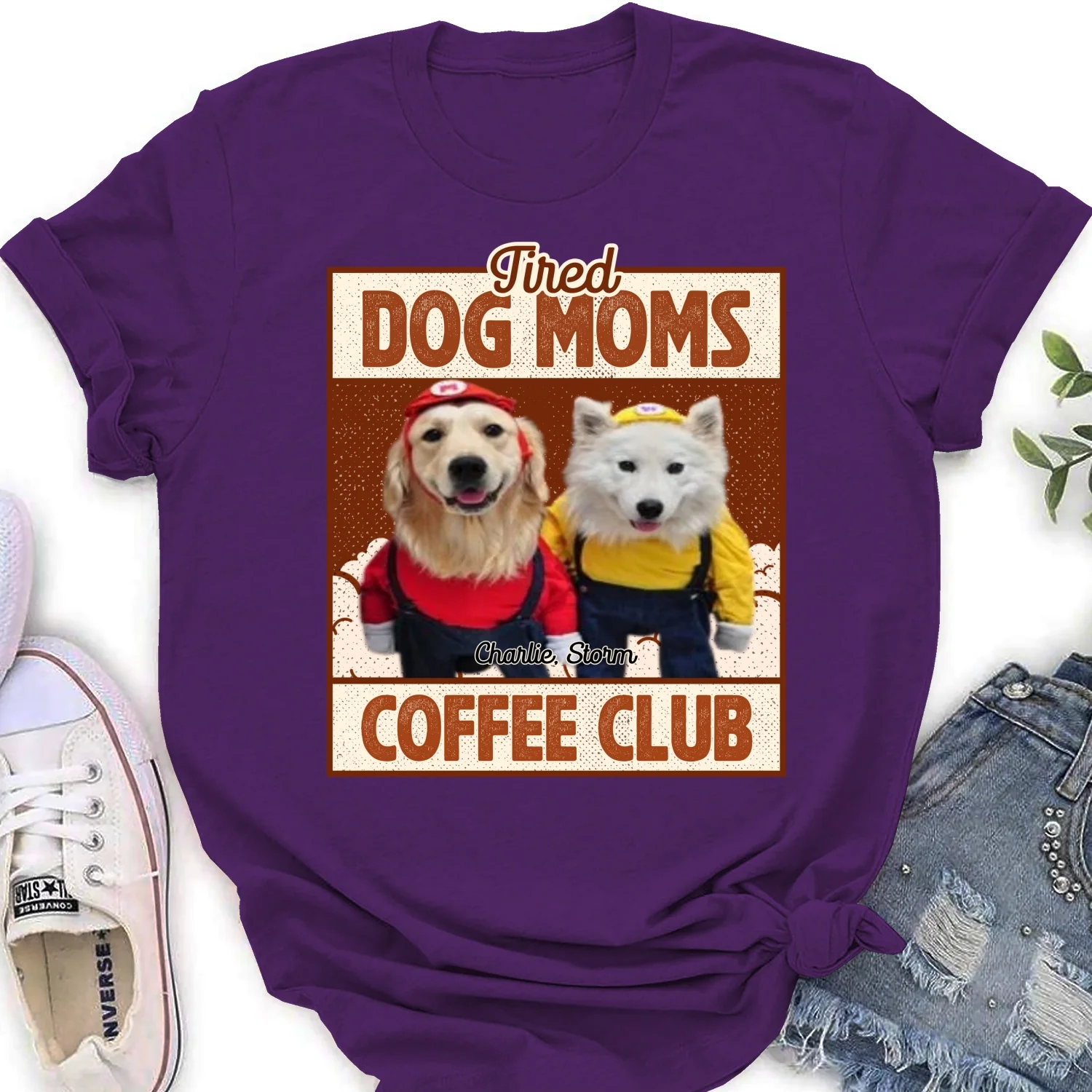 Tired Dog Parents Coffee Club Photo - Personalized Custom Women's T-Shirt - Image 5