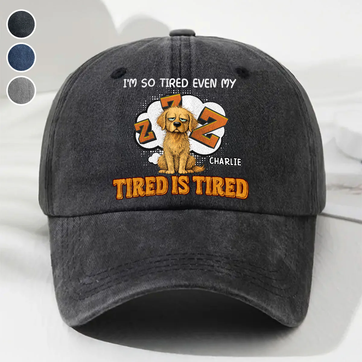 Tired Is Tired - Personalized Custom Vintage Washed Denim Cap