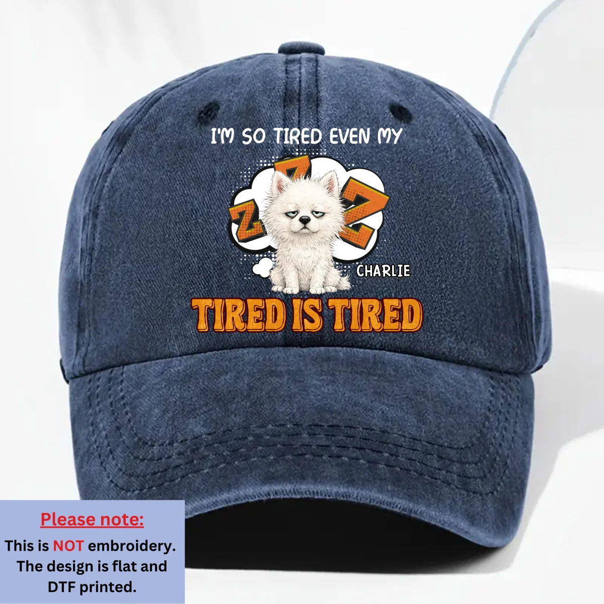 Tired Is Tired - Personalized Custom Vintage Washed Denim Cap - Image 10