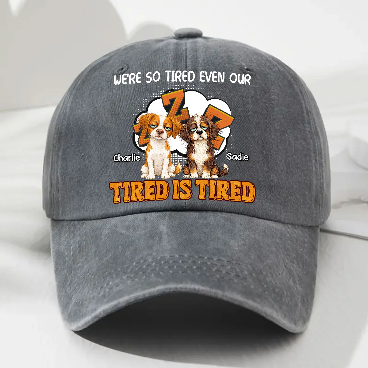 Tired Is Tired - Personalized Custom Vintage Washed Denim Cap - Image 2