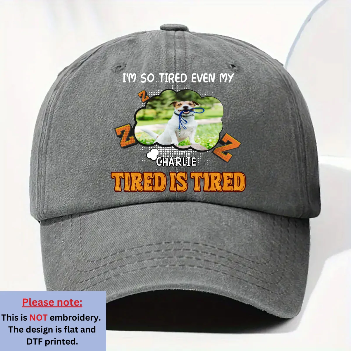 Tired Is Tired Photo - Personalized Custom Vintage Washed Denim Cap - Image 4