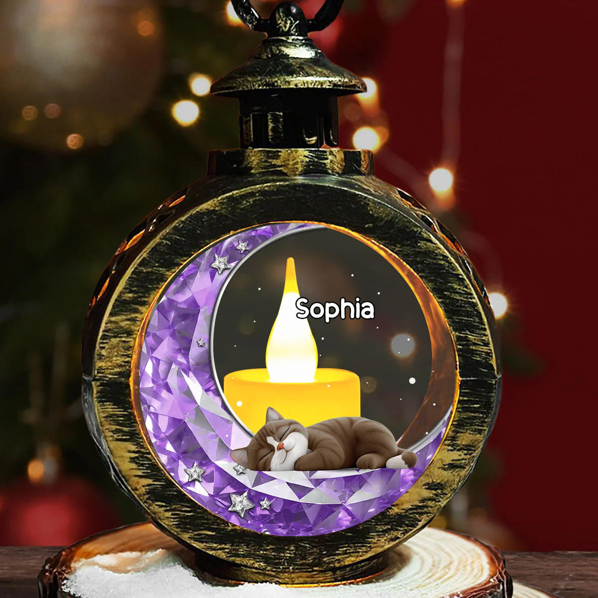 To The Moon And Back Fur Ver - Personalized Custom 3D Effect Christmas Lantern
