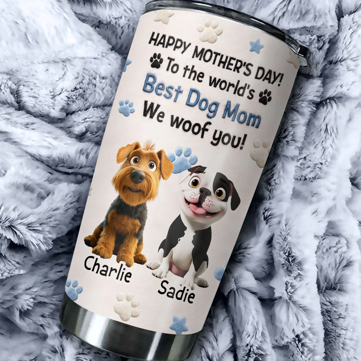 To The World Stuffy Dog Mom - Personalized Custom 3D Effect Tumbler - Image 2