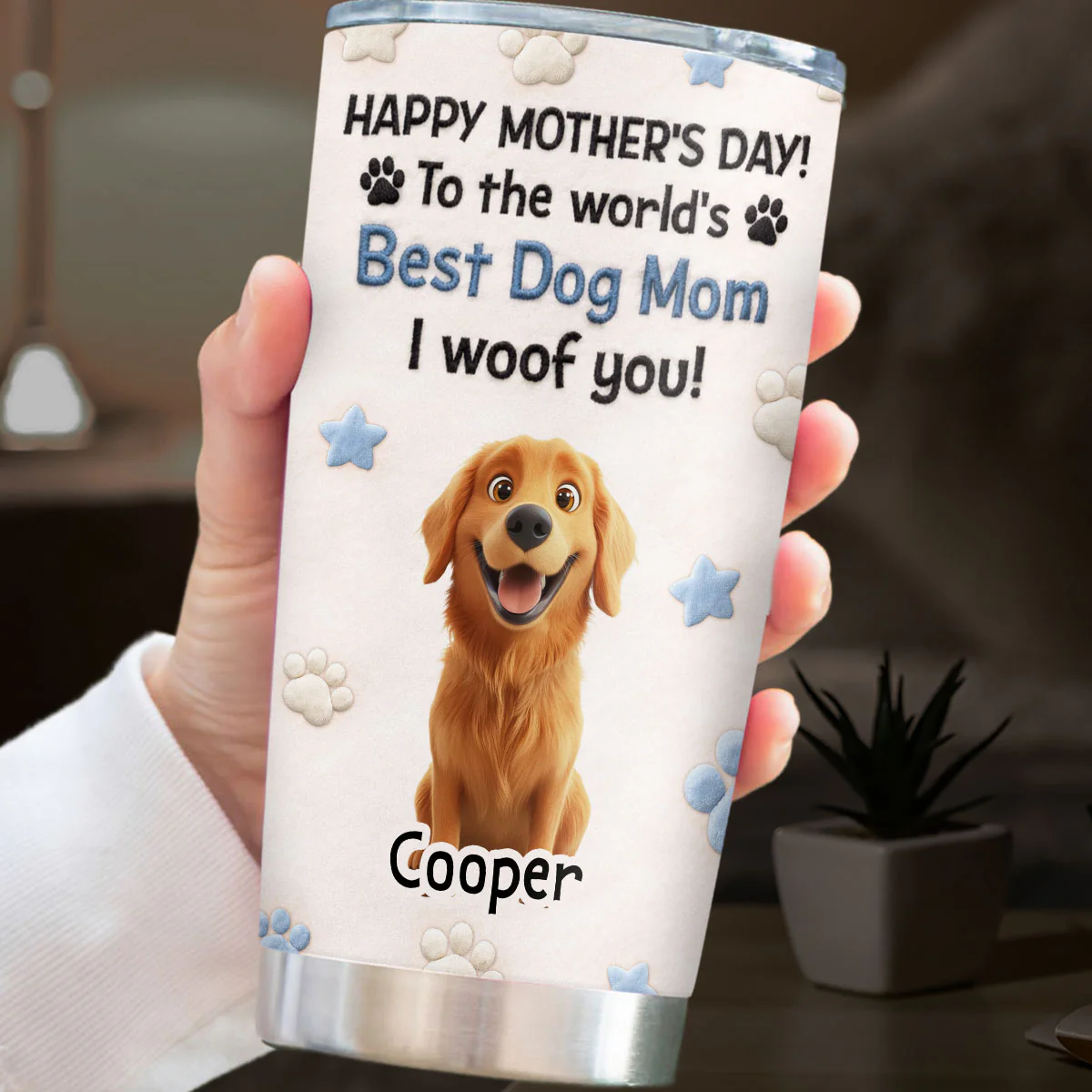 To The World Stuffy Dog Mom - Personalized Custom 3D Effect Tumbler - Image 3