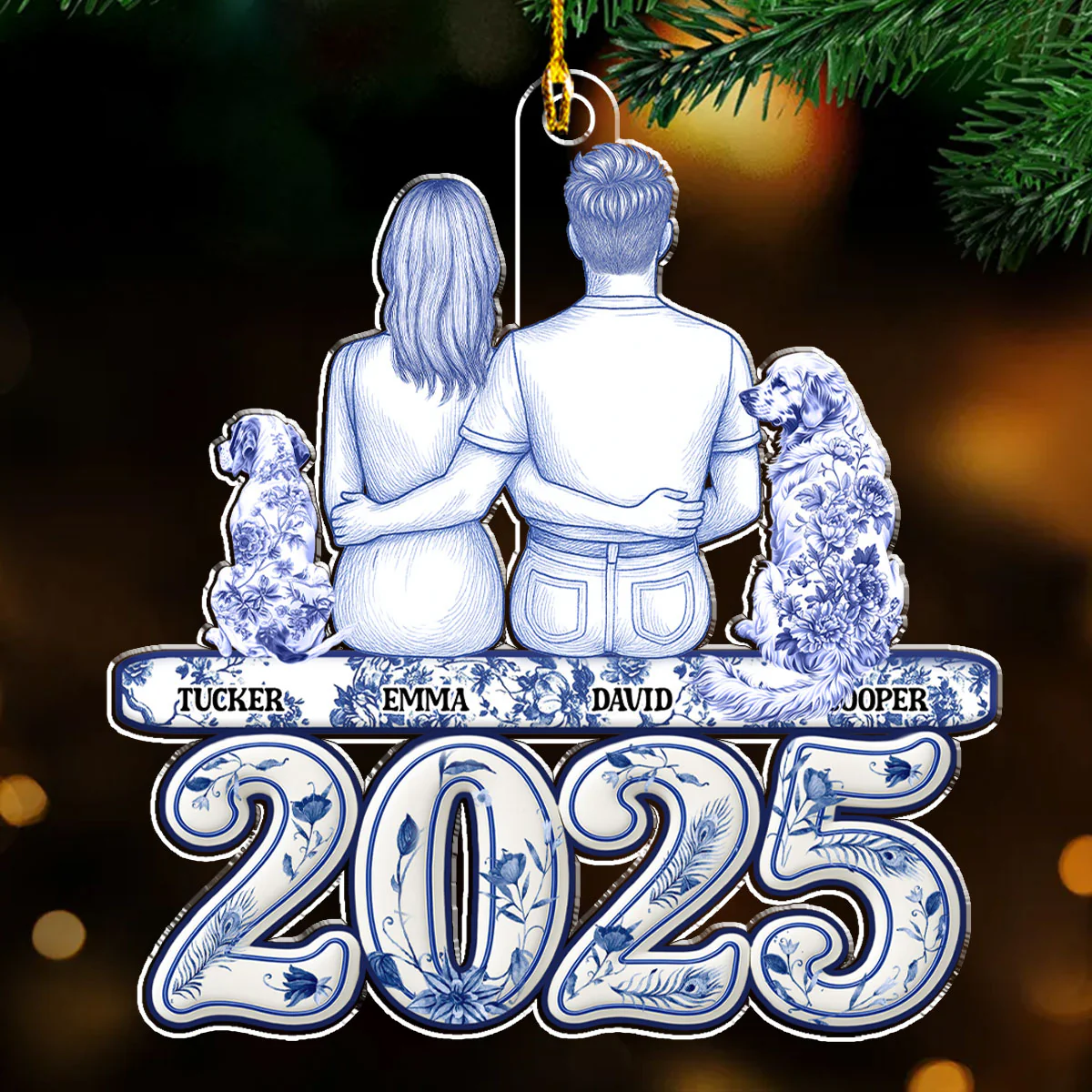 Together Blue - Personalized Custom Acrylic Ornament - Image 2