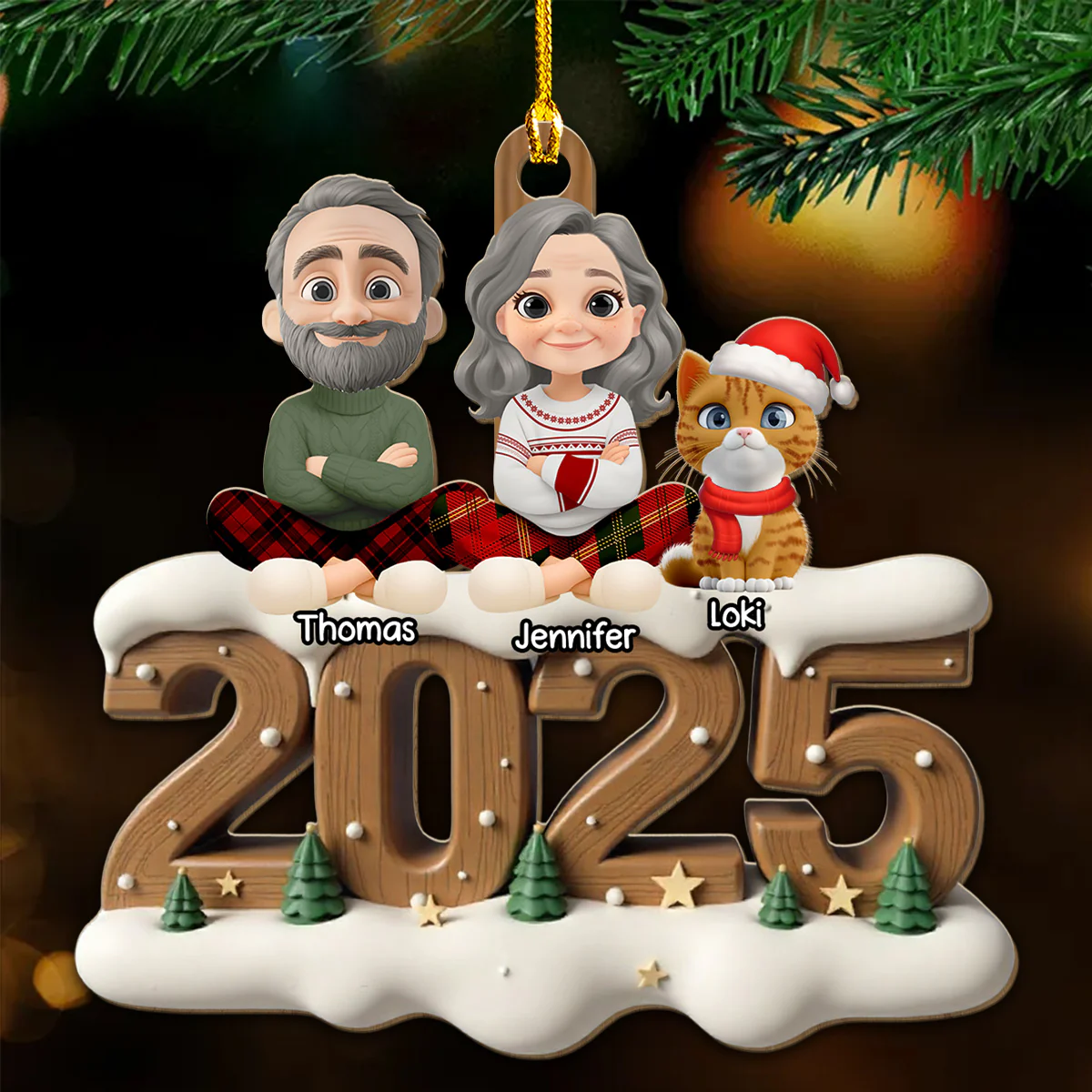 Together With Them This Year Onwards - Personalized Custom 3D Effect Wood Ornament - Image 2
