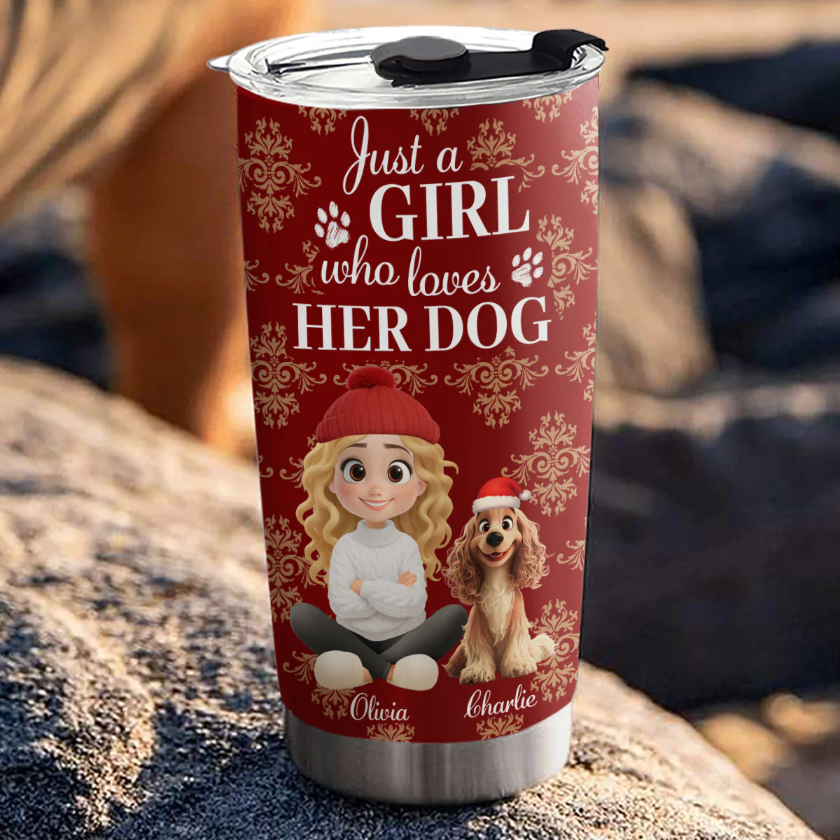 Toile Dog Cartoon Christmas - Personalized Custom Tumbler - Image 2