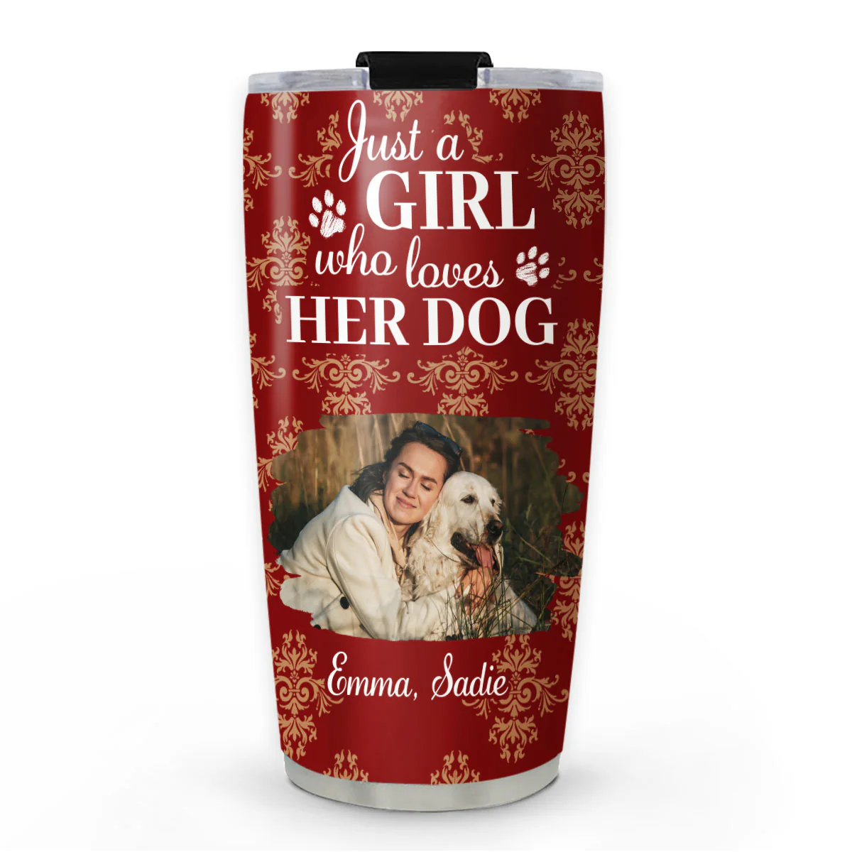 Toile Dog Cartoon Christmas Photo - Personalized Custom Tumbler