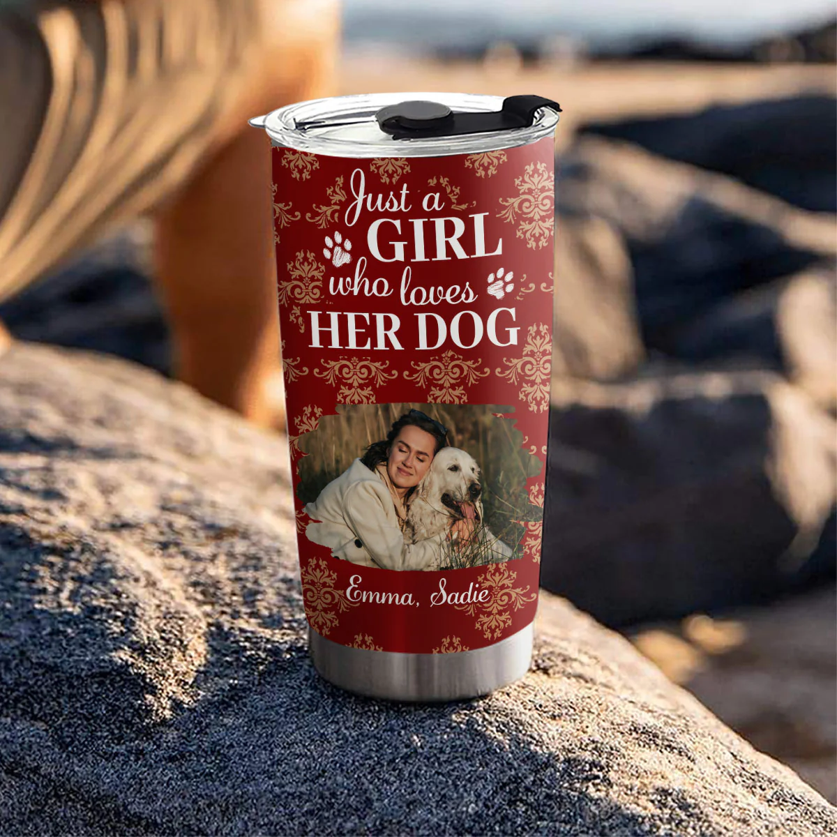 Toile Dog Cartoon Christmas Photo - Personalized Custom Tumbler - Image 2