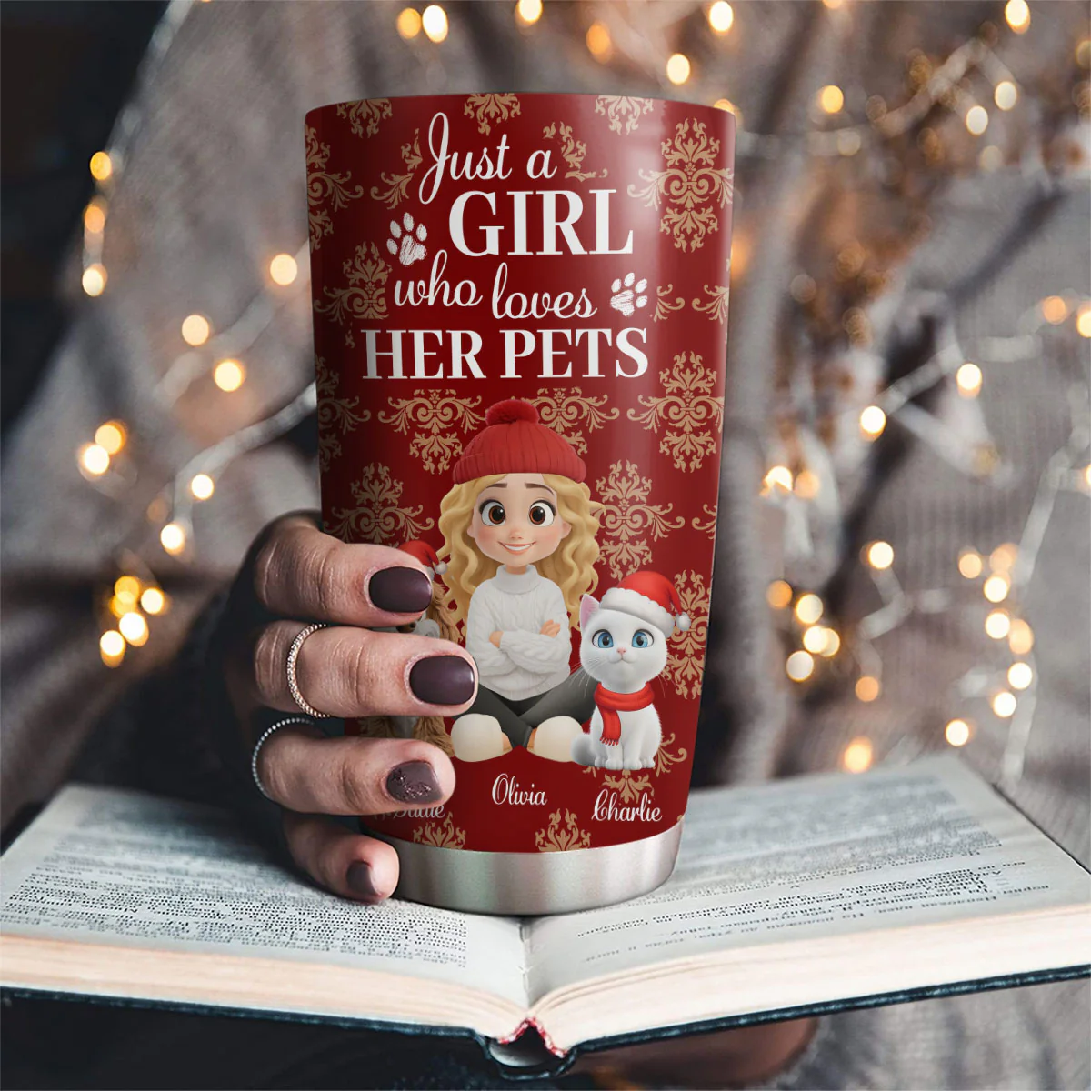 Toile Pet Cartoon Christmas - Personalized Custom Tumbler - Image 2