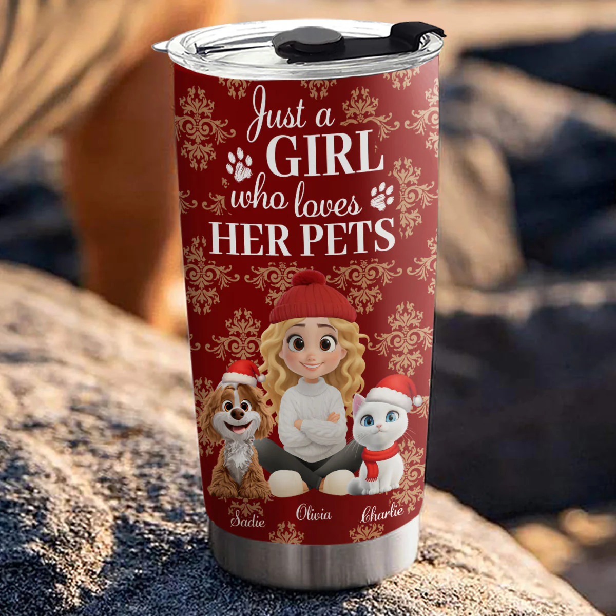 Toile Pet Cartoon Christmas - Personalized Custom Tumbler - Image 3
