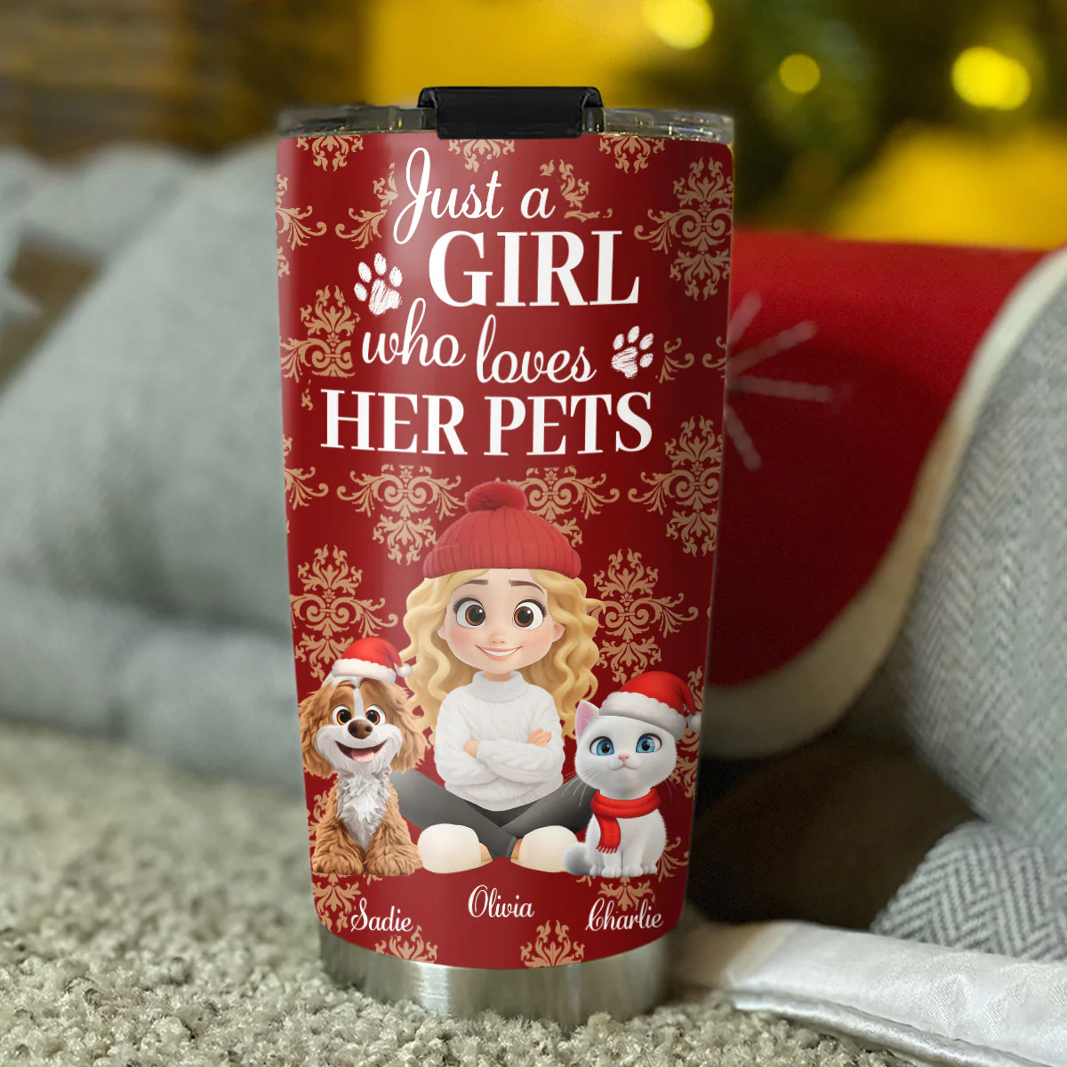 Toile Pet Cartoon Christmas - Personalized Custom Tumbler - Image 5